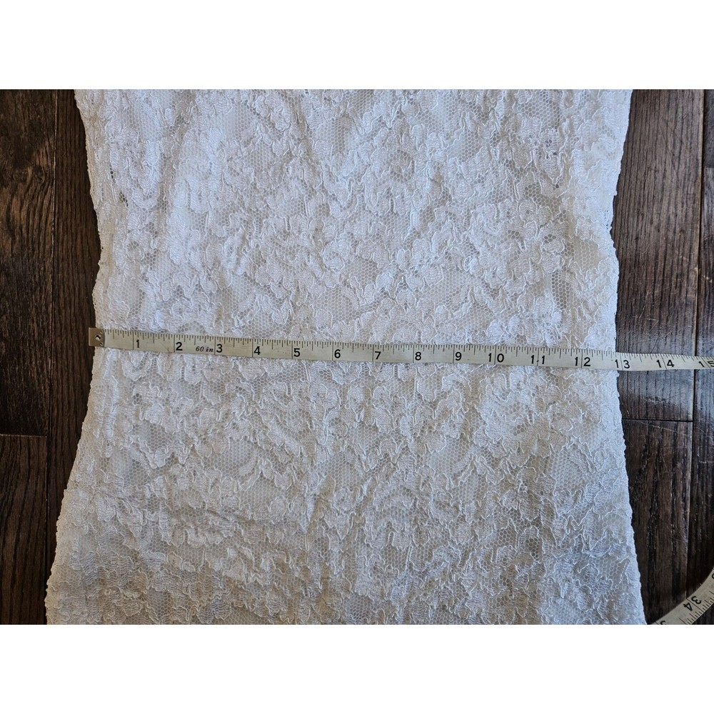 JS COLLECTIONS White Lace Vintage Midi Dress Sz 10 Formal Cocktail Wedding Dress - Picture 6 of 12